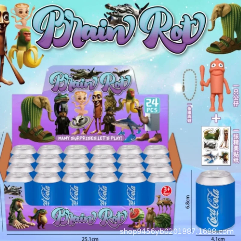 

24 шт., модная капибара, слепая коробка, мультяшная фигурка, итальянский брелок для мозга, подвесной стильный брелок для ключей, загадочная коробка, игрушка в подарок