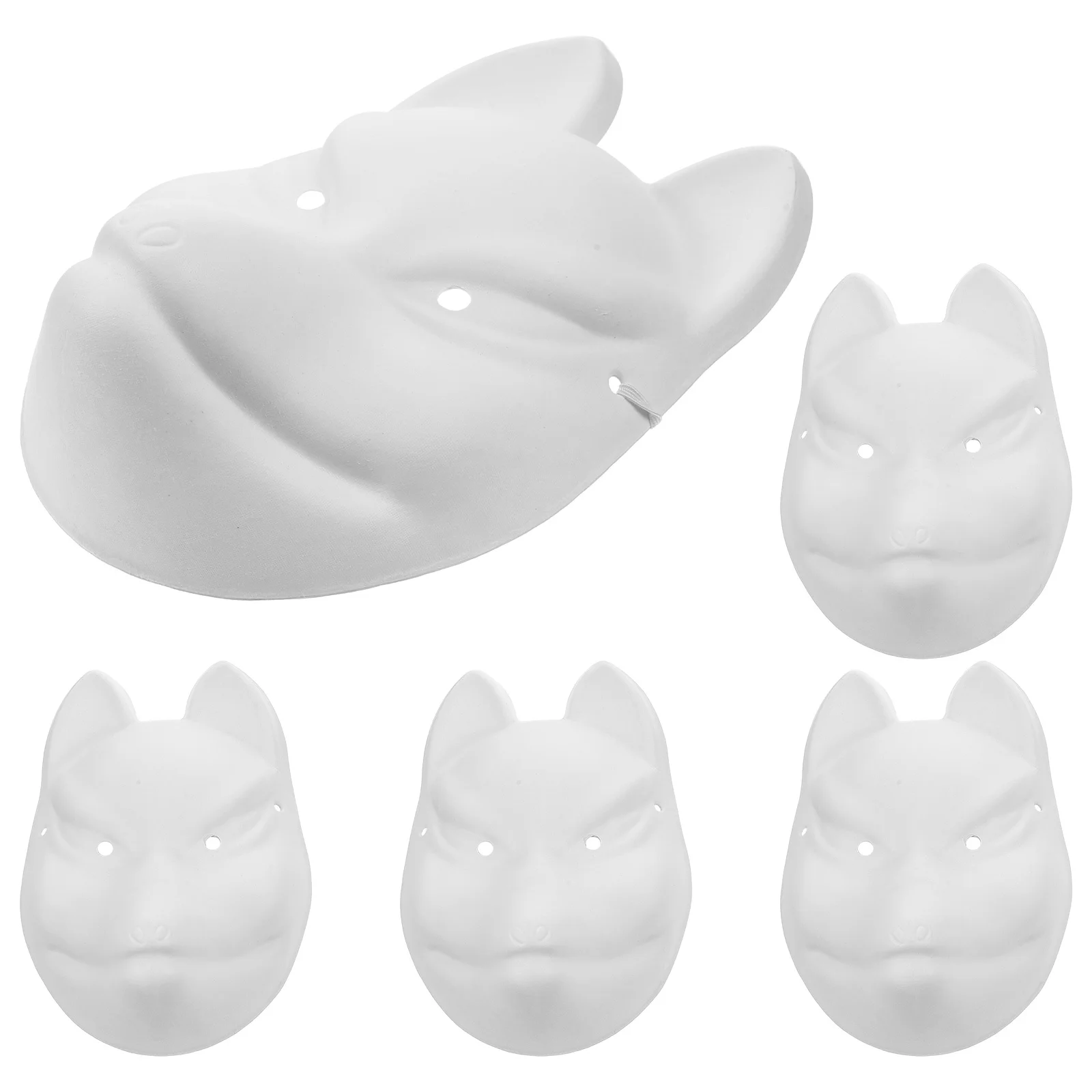5Pcs Fox Mask Hand Painting Craft Kit for Adults Creative DIY Project Stage Performance Japanese Style Mask
