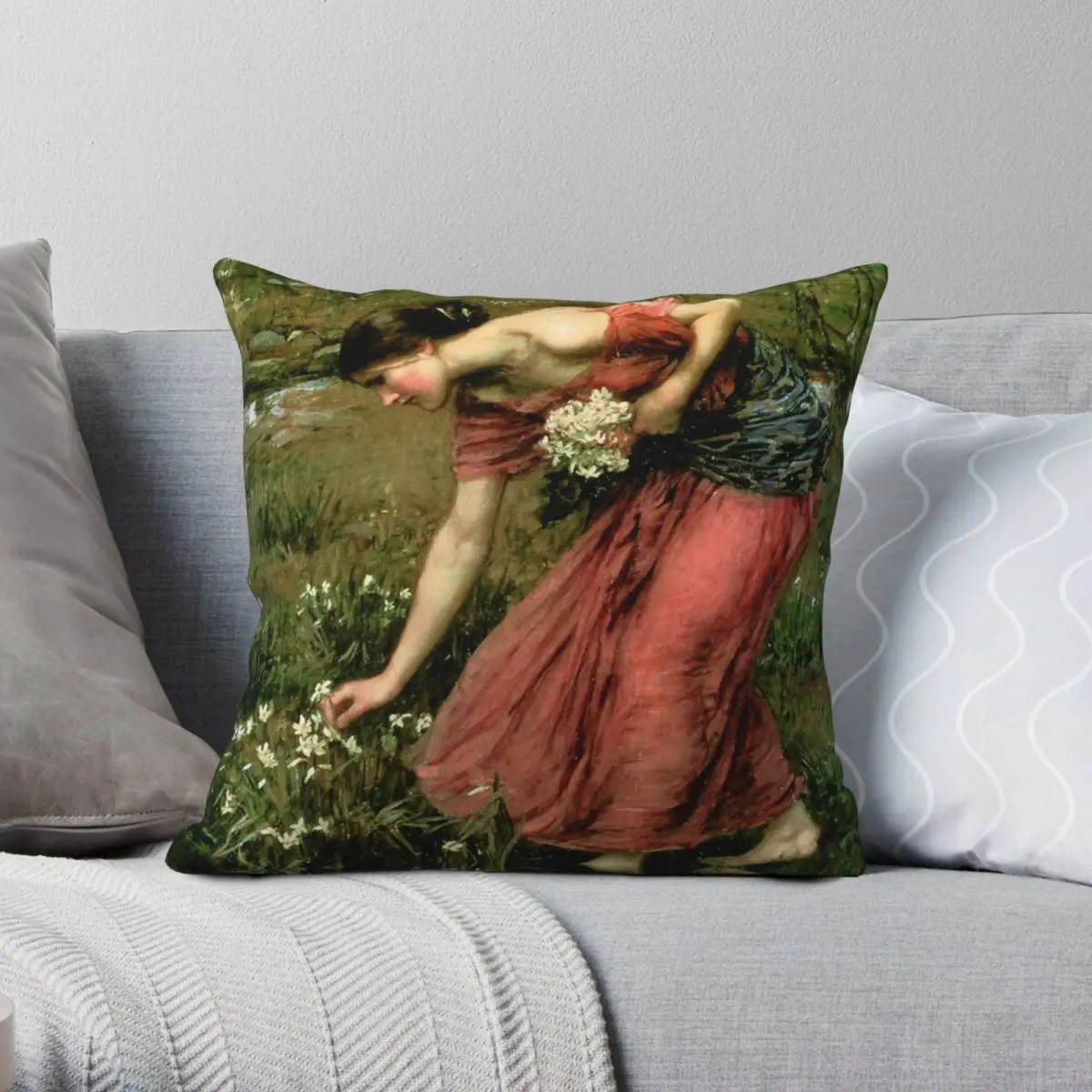 Narcissus John William Waterhouse Pillowcase Polyester Linen Velvet Printed Decorative Throw Pillow Case Car Cushion Cover 18