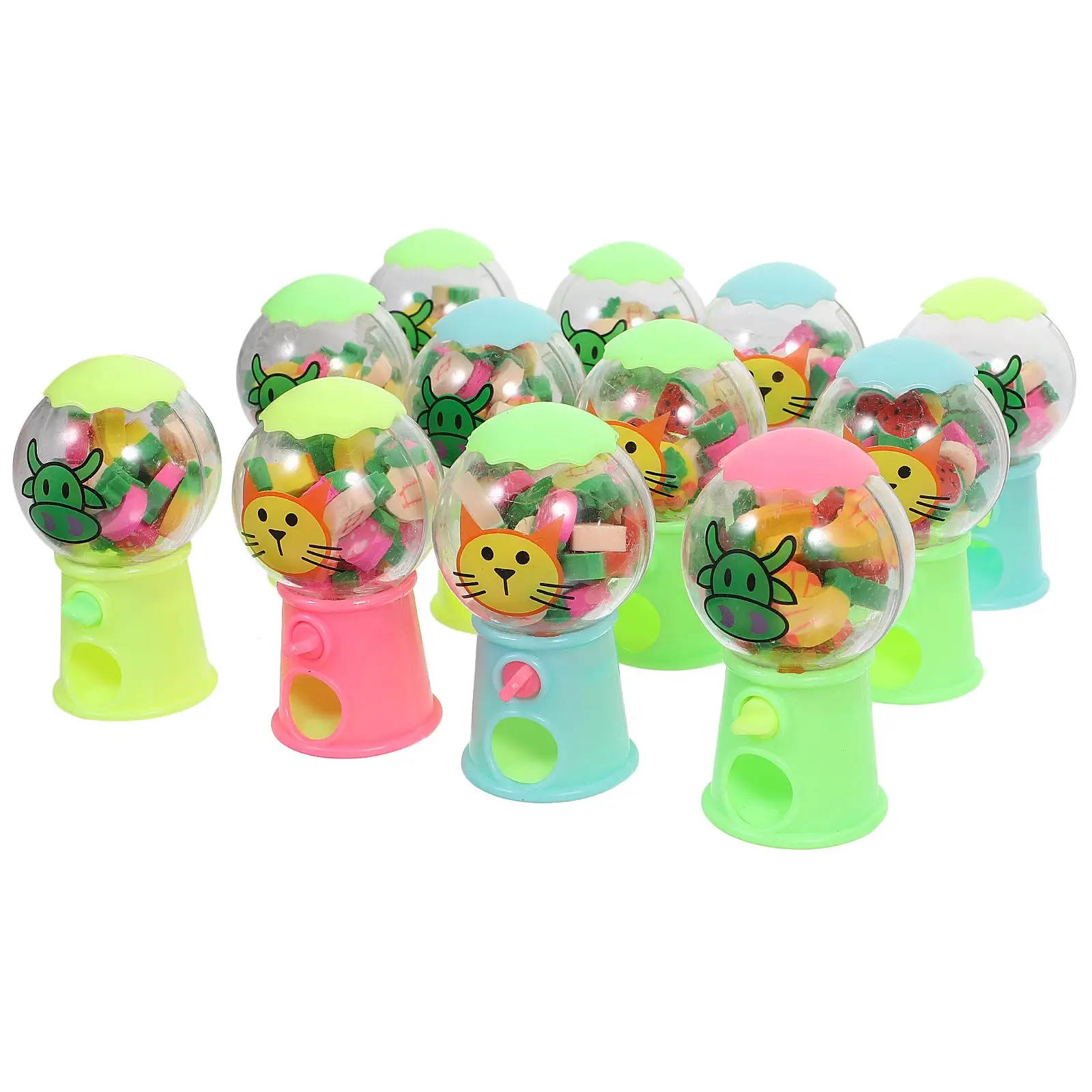 

12 Pcs Machine Erasers Mini Dispenser Toy Children Container Cartoon Holder Kids Gift Student Stationary Lightweight