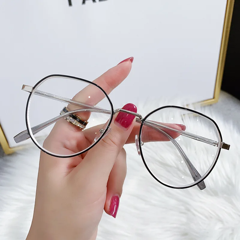 

Women's Glasses 0 To - 6.0 Shortsighted Glass Computer Glasses Metal Retro Anti Blue Light Polygon Glasses