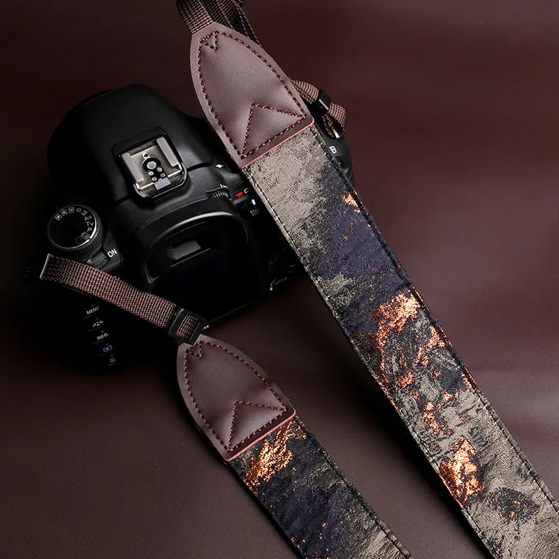 

Super beautiful oil painting sprinkling gold camera strap Crossbody SLR shoulder strap Micro single strap