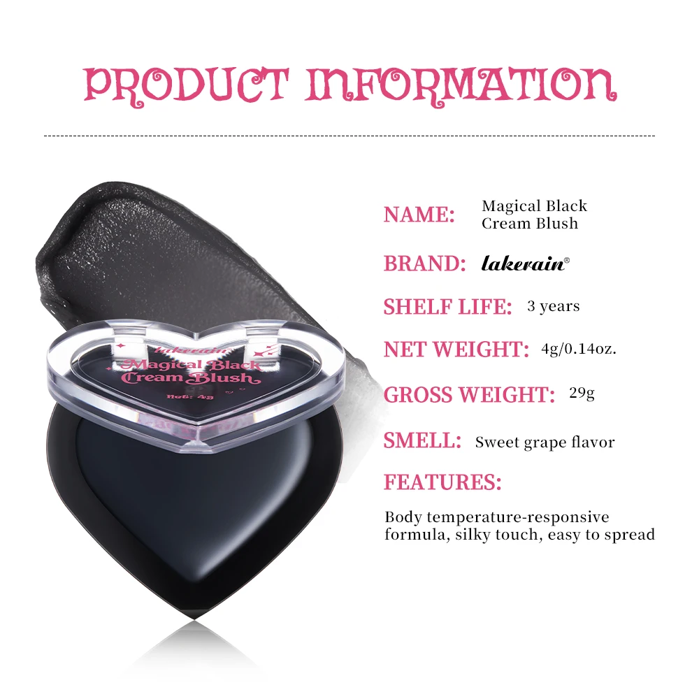 บลัชออนเปลี่ยนสีตามอุณหภูมิ ติดทนนาน ใช้ได้หลากหลายเฉดสีดำ บลัชออนเปลี่ยนสีตามอุณหภูมิ แต่งหน้าสไตล์โกธิค สำหรับฮาโลวีน