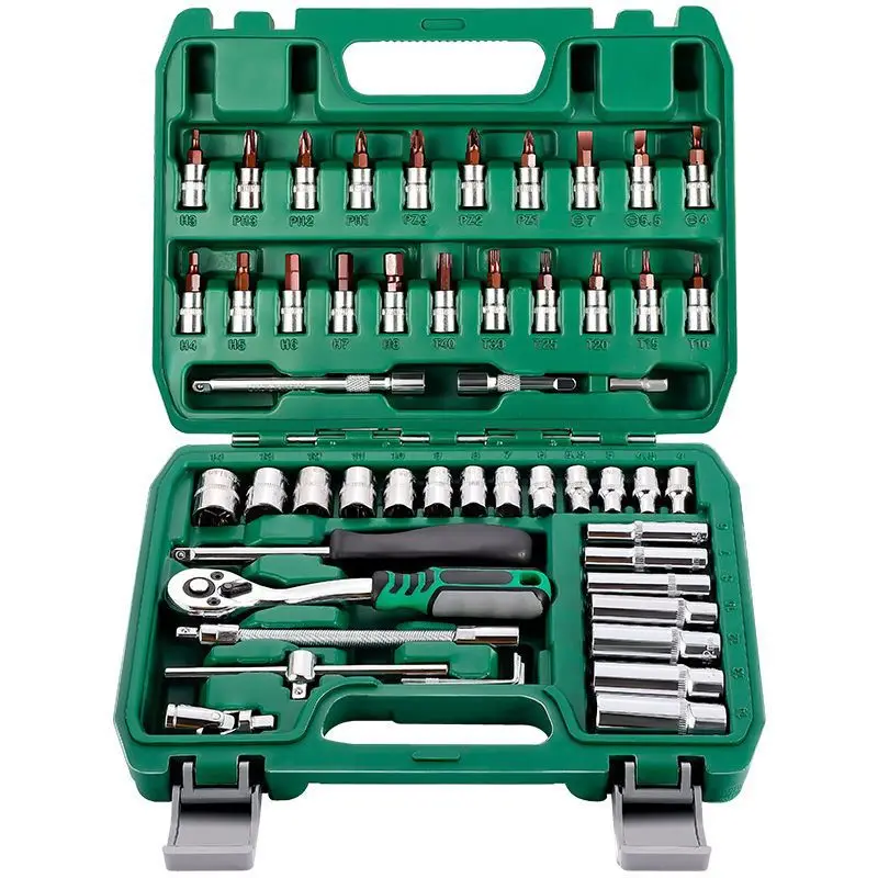 

46-Piece Industrial Chrome Vanadium Steel Socket Set - Extended Sleeve Auto Repair Screwdriver Kit