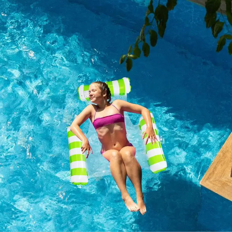 Tumbona para piscina, hamaca flotante para piscina, silla inflable de inflado rápido para accesorios de natación, vacaciones de verano en el lago