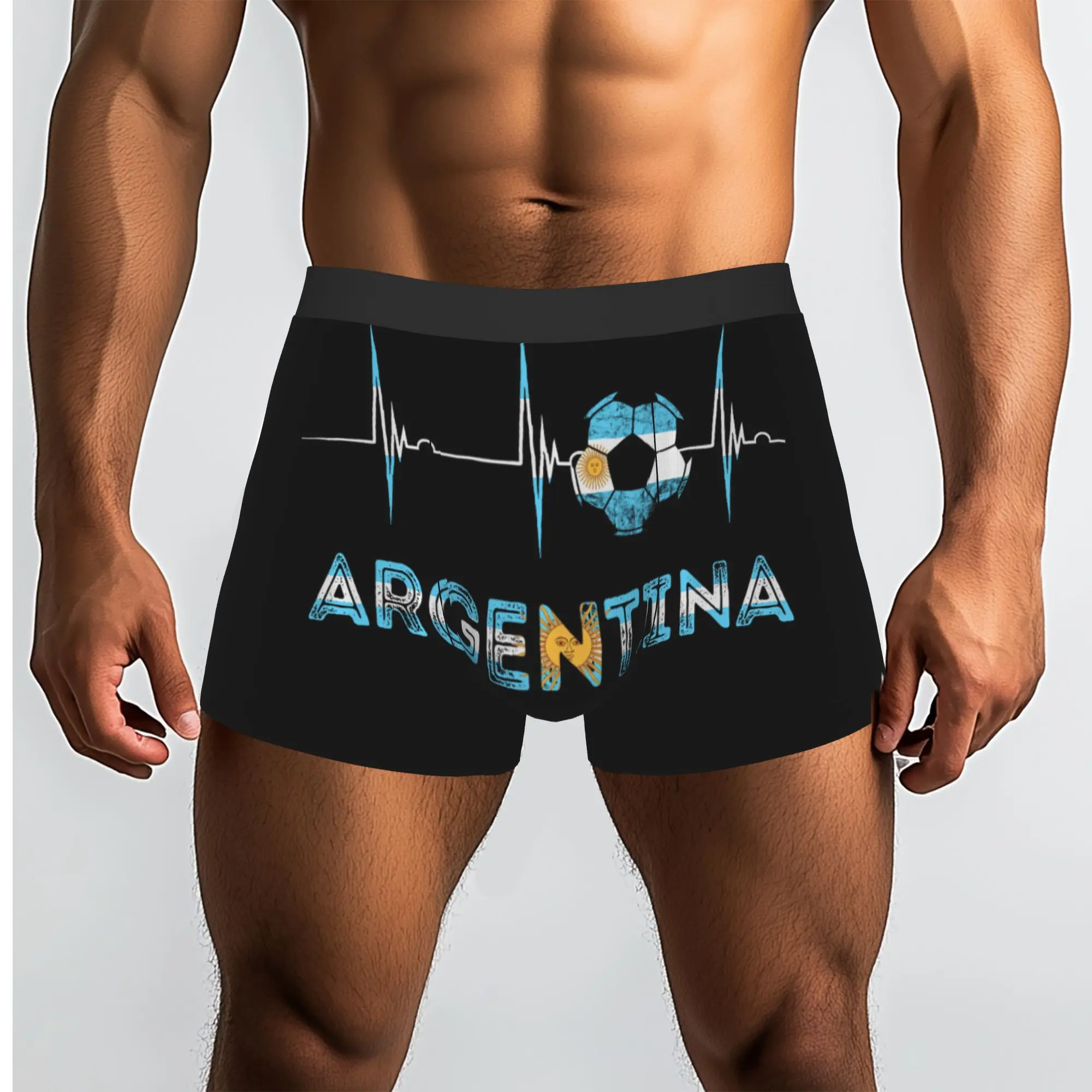 Heartbeat EKG Pulse Sun of May  Argentina Underpants Breathbale Panties Men's Underwear Comfortable Shorts Boxer Briefs