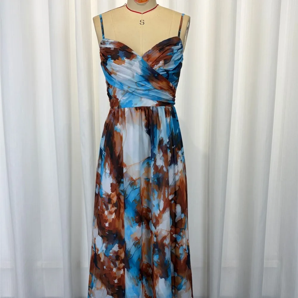 2026 New Dresses For Woman Fashion Strap Beach Long Dress Elegant Printed Sexy Backless Vestido Temperament Fashion Simple Style