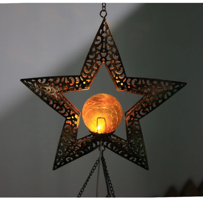 Garden Sun and Moon Wind Chimes, Iron Lights, Hanging Wind Chimes, Outdoor Home Decoration, Landscape Lights