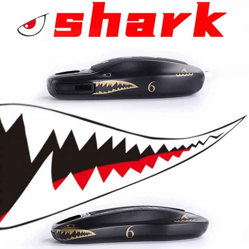 For Shark Graffiti for Porsche Panamera Spyder Carrera Macan Boxster Cayman Cayenne 911 970 981 991 Car Key Cover Case Covers