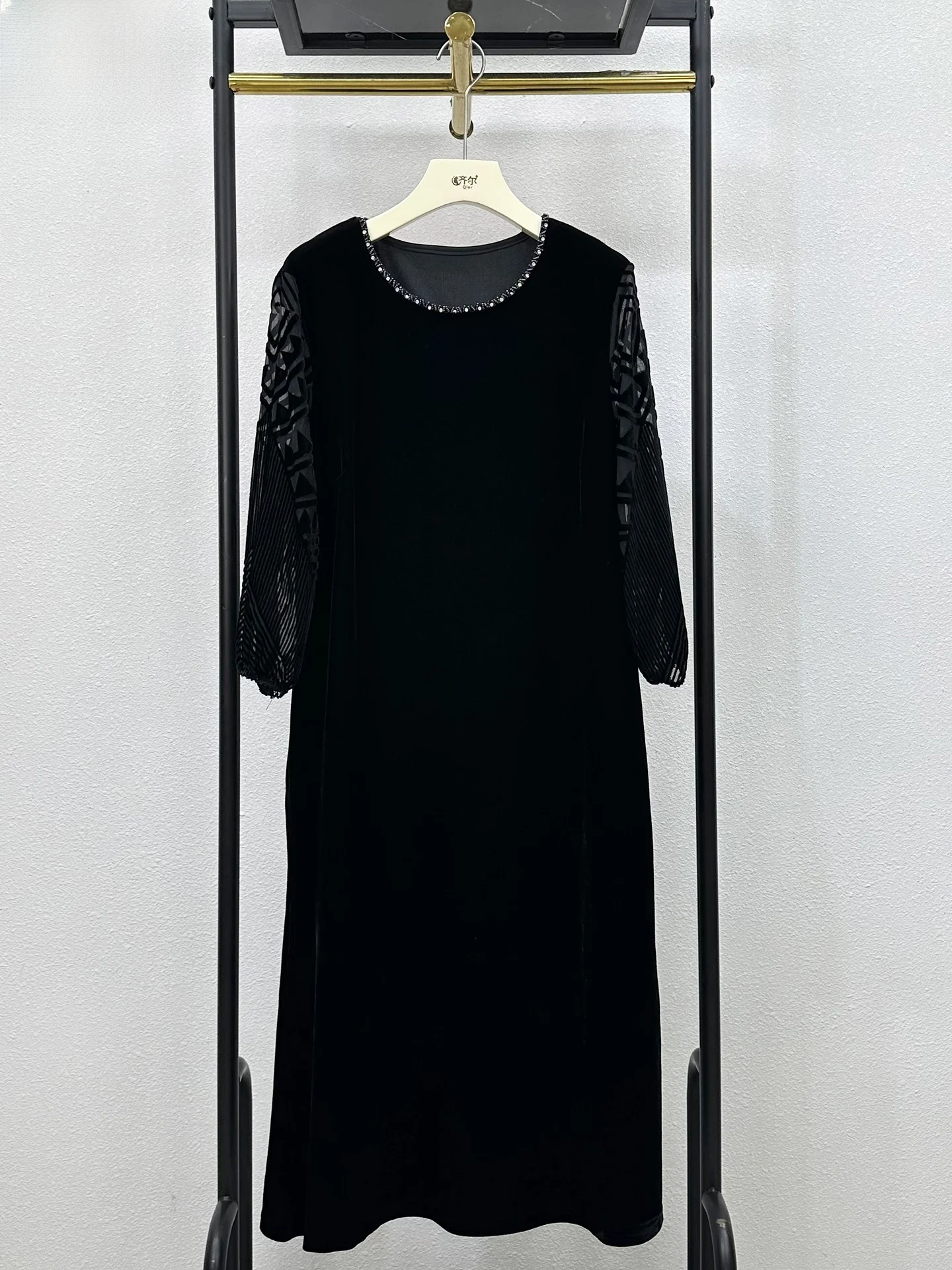 

Элегантное шелковое бархатное платье Ele Bla: роскошное, свободного кроя, осеннее, модное, с эффектом обжига, миди, для женщин