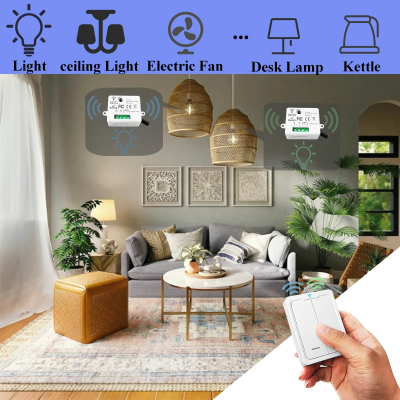 RF433MHz AC220V Wireless Light Switch,Mini Size Module,Wireless Magnetic Panel Switch,Push Button Switch for Home DevelopMent