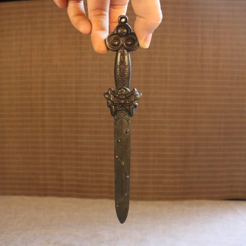 Copper Tiger Head Eight-Trigram Seven-Star Taoist Ornament, Magic Sword, Treasure Sword Pendant, Taoist Pixiu, Tai Chi Sword Dec