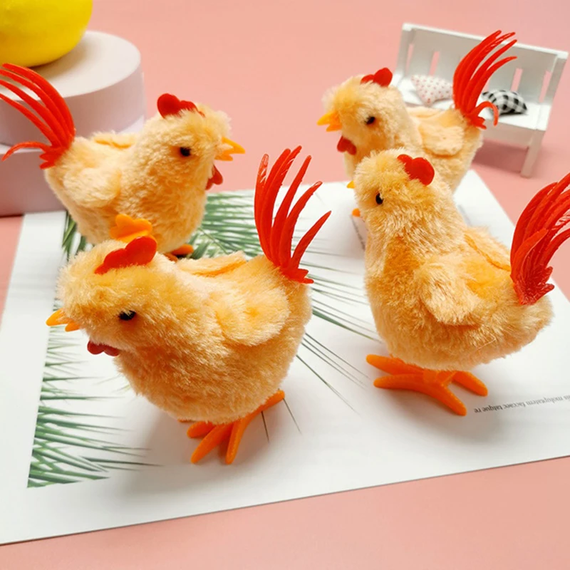 Simulation Big Rooster Wind-up Toy Chicken Clockwork Plush Jumping Toy Easter Gift Kid Educational Interactive Toy Birthday Gift