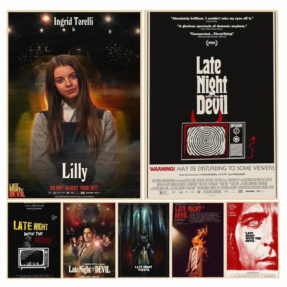 classic movie L-Late Night with the Devil-L Poster Decorative Wall Art Sticker for Cafe Office Bedroom and Living Room