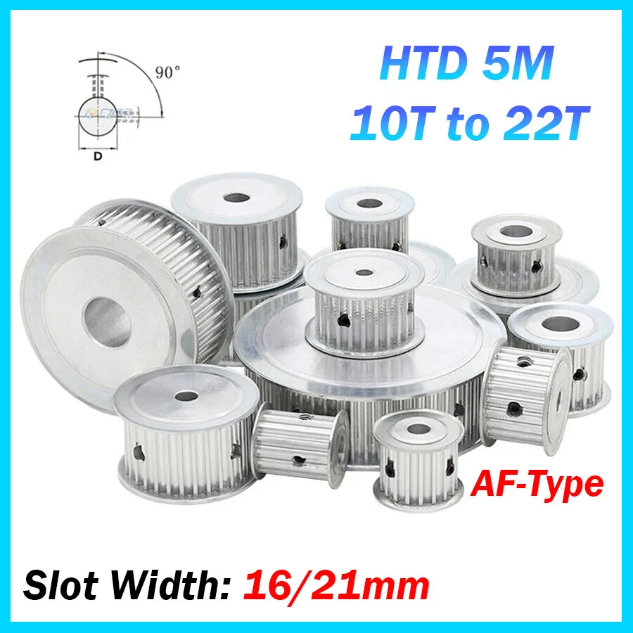 1Pcs HTD 5M AF-Type Timing Belt Pulley 10T 14T 15T 16T 18T 20T 22T For 15/20mm Wide Timing Belt CNC Machine