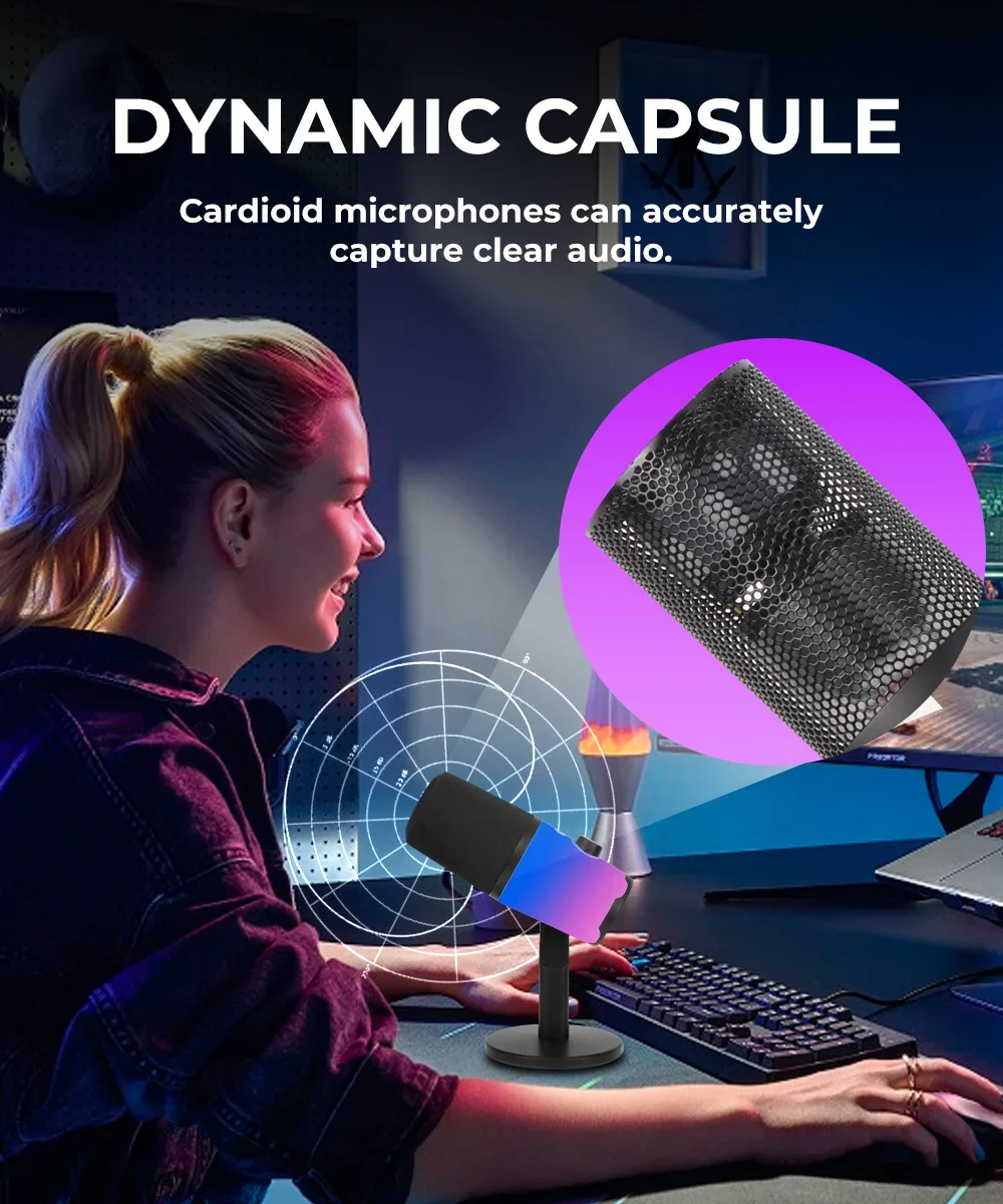 G-Mark Professionelles Dynamisches Usb-Mikrofon, Kabelgebunden, Nierencharakteristik, Pc-Gaming-Podcast-Mikrofon, Rgb-Licht, Schnelle Stummschaltung S8C3Cb304440D41Fe873E8540Ed8742A0K