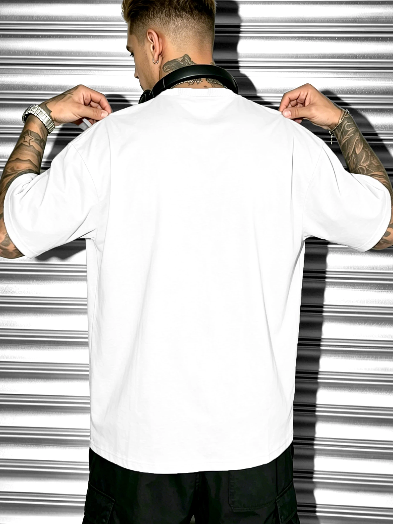 Men's Japanese Streetwear T-Shirt Yakuza Sakura Tattoo Hand Print Cotton White Crew Neck Short Sleeve Tee S-2XL All Size 1Pc