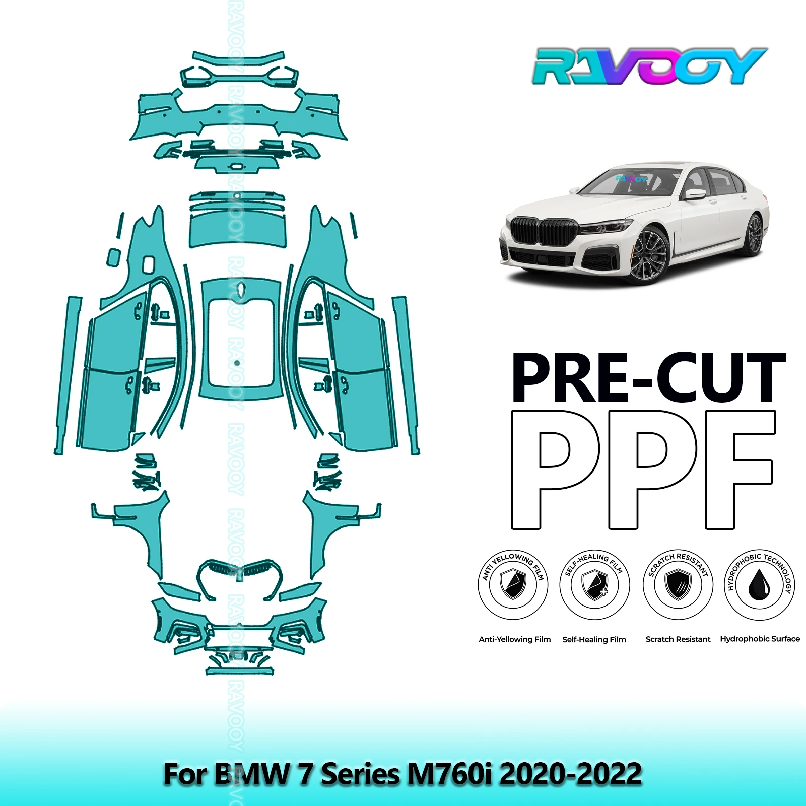 

Precut PPF Full Vehicle For BMW 7 Series M760i 2020-2022 Clear Bra