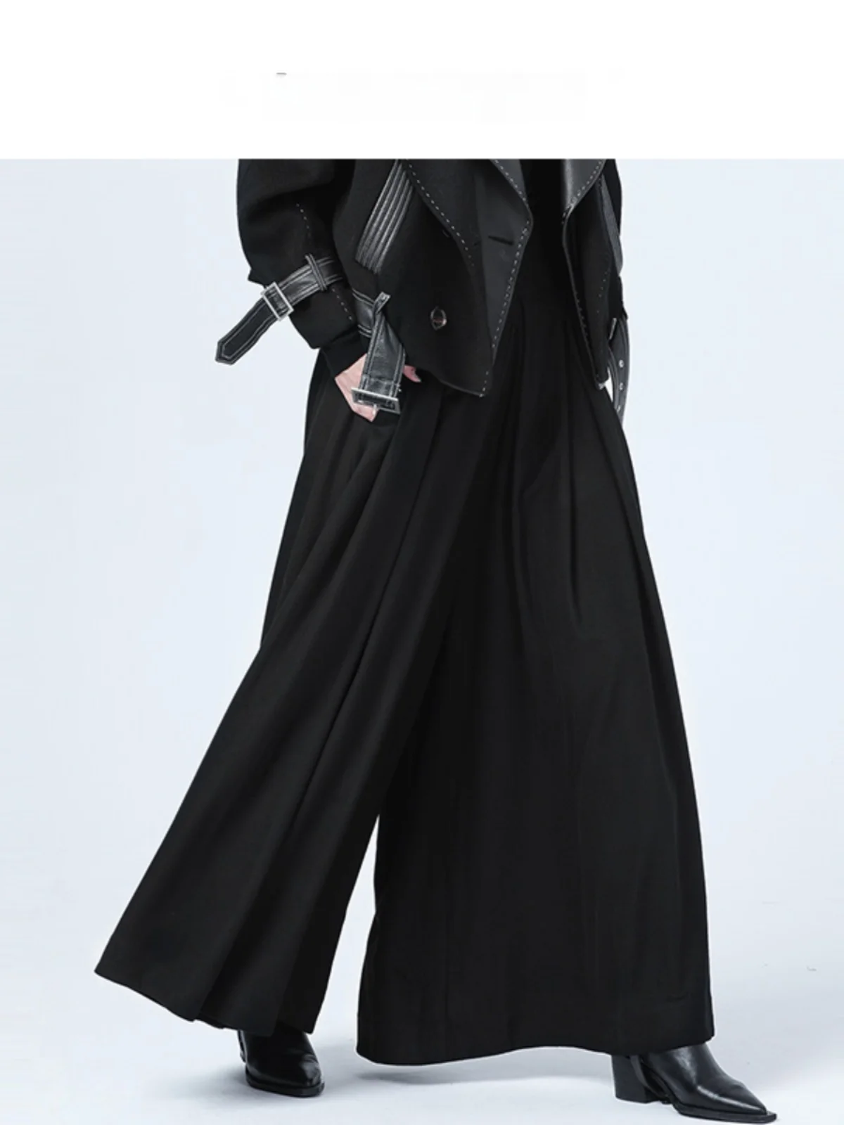 

Napa High Waist Wide Leg Pants Women's Loose Fit Bla Versatile Casual Trousers Street Sle Polyester Viscose Blend