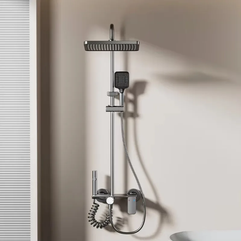 Digital Display Piano-Key Multiple Function Exposed Shower Set Bath & Shower Faucets System