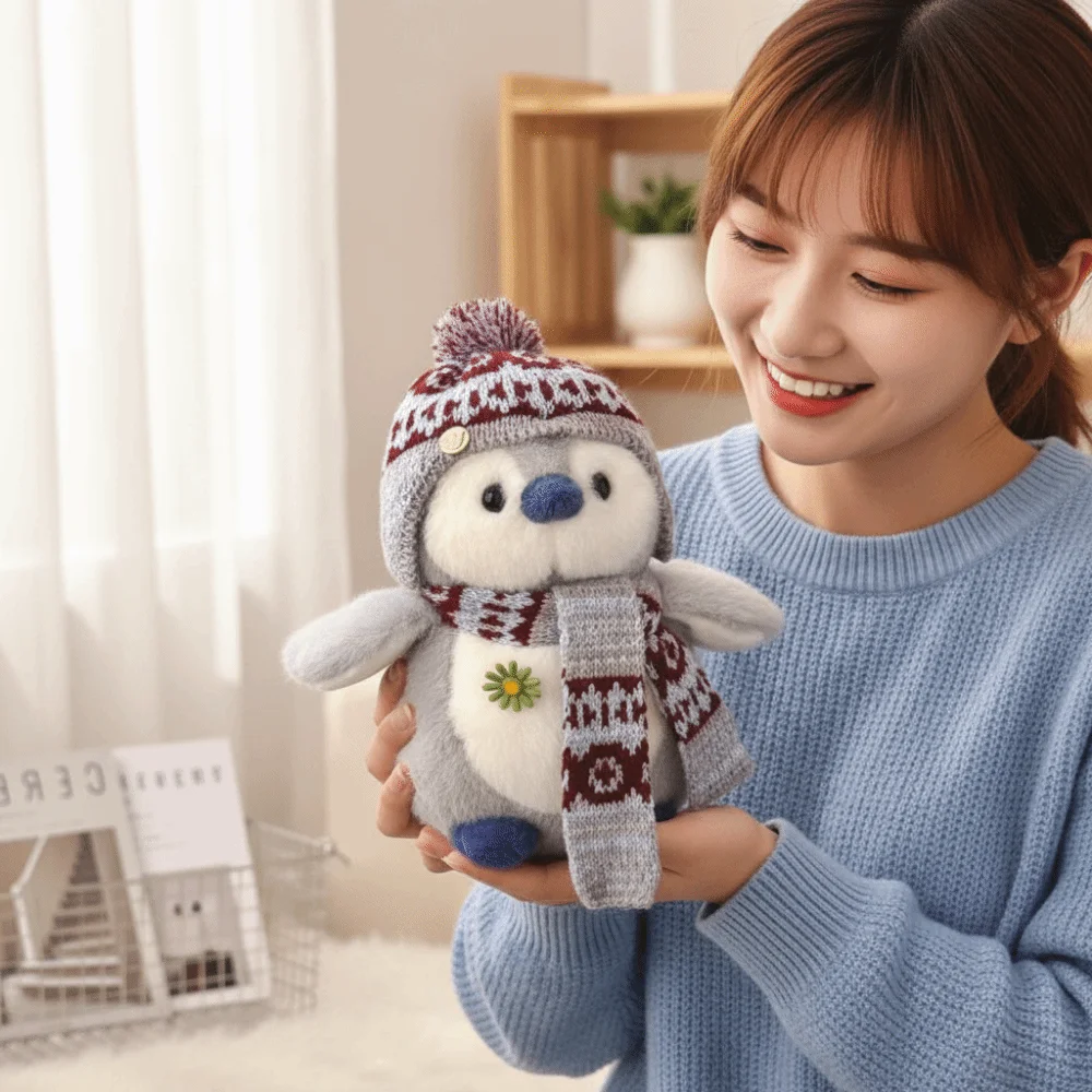 Cute Fluffy Soft Penguin Doll Plush Toy Children Gits Pink Grey Blue Penguin Plush Doll Cartoon Kawaii Doll Home Decor