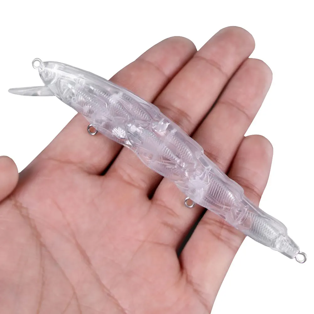 5pcs 11.5cm 12.6g Unpainted Minnow Fishing Lure Blanks Clear DIY Hard Bait Body Jerkbait Wobbler for Custom Painting/Airbrush