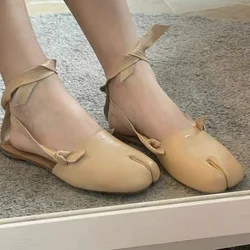 New Tabi Ninja Moccasins Round Split Toe Shallow Women Ballet Shoes Slingback Shoes Female Casual Soft Loafers Soft Leather Shoe