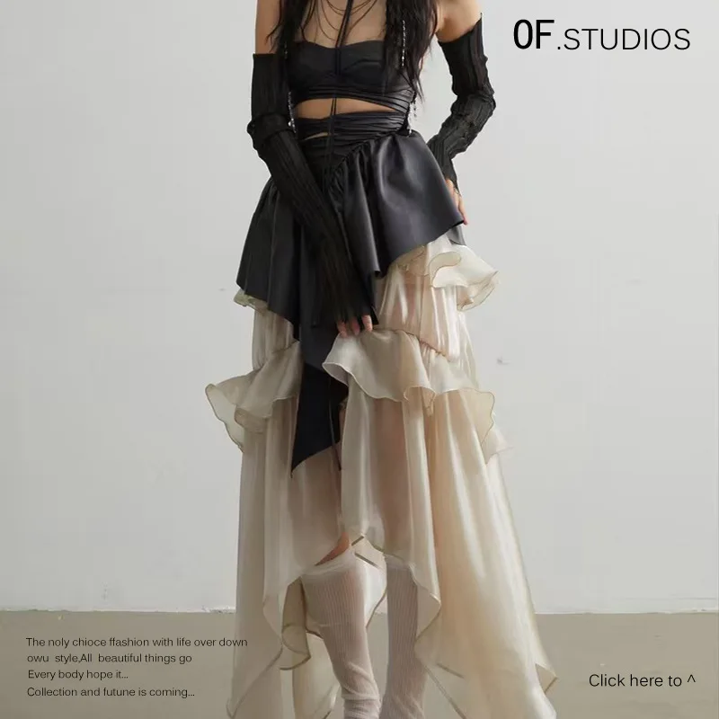 

Women's Floral Skirts 2026 Spring Summer Skirt Shiny Elastic Waist Fluffy Tiered Cake Skirt Anti Glare Stylish Bottoms Skirts