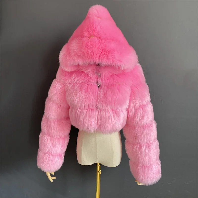 

Faux Fox Fur Coats Hooded Winter Faux Fur Coat Women Elegant Thick Warm Faux Fur Jackets For Women 2024 Tops Fluffy Fur Coat