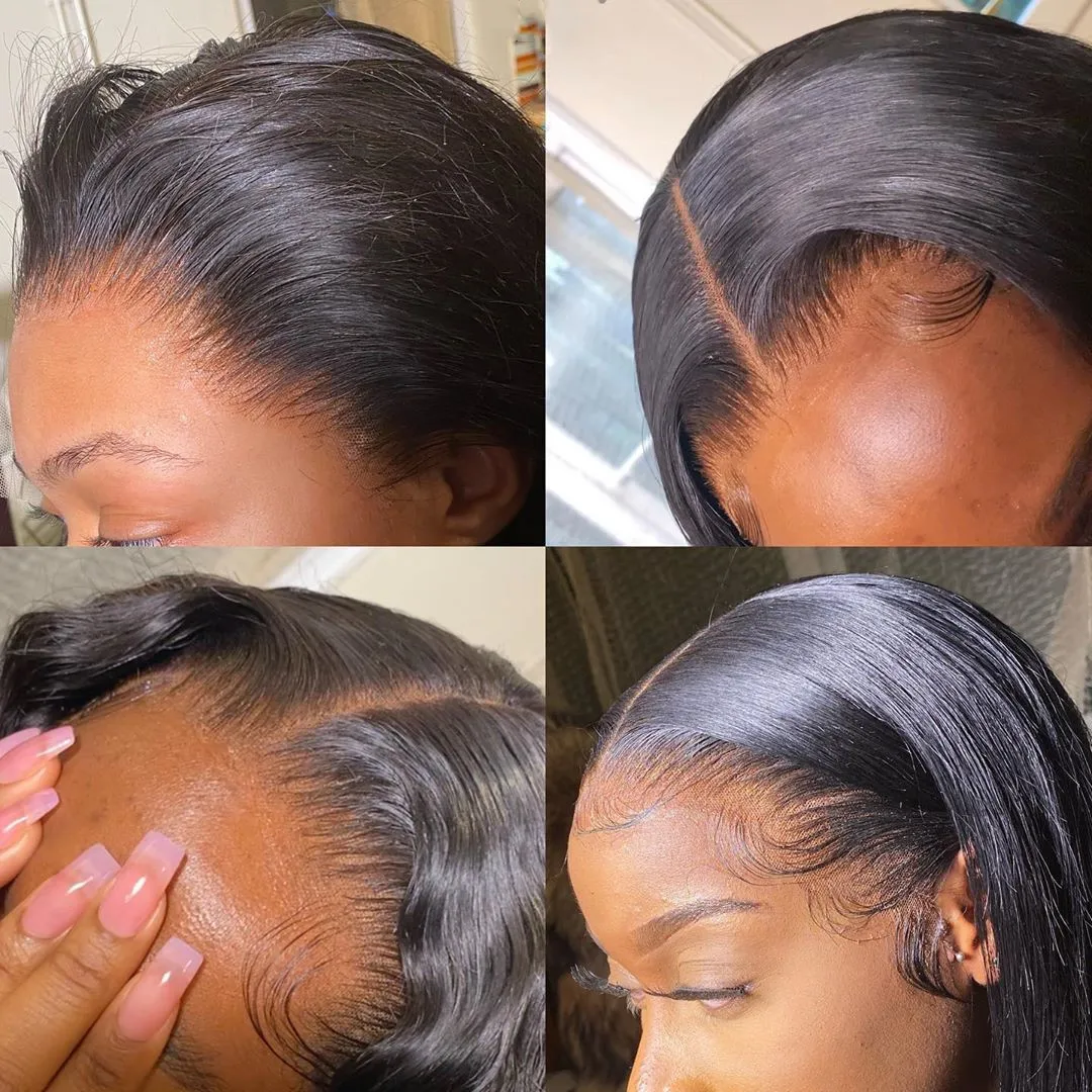 Peruca brasileira de osso reto para mulheres negras, 360 peruca frontal cheia do laço, perucas de cabelo humano frontal transparente, pré arrancadas, 13x4, 13x6