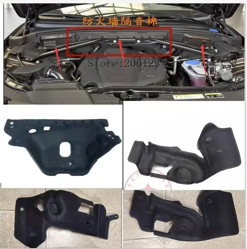 For Audi Q5  3 PCS  2009-2017 Car Heat Sound Insulation Cotton Front Hood Engine Firewall Mat Pad Cover Nois