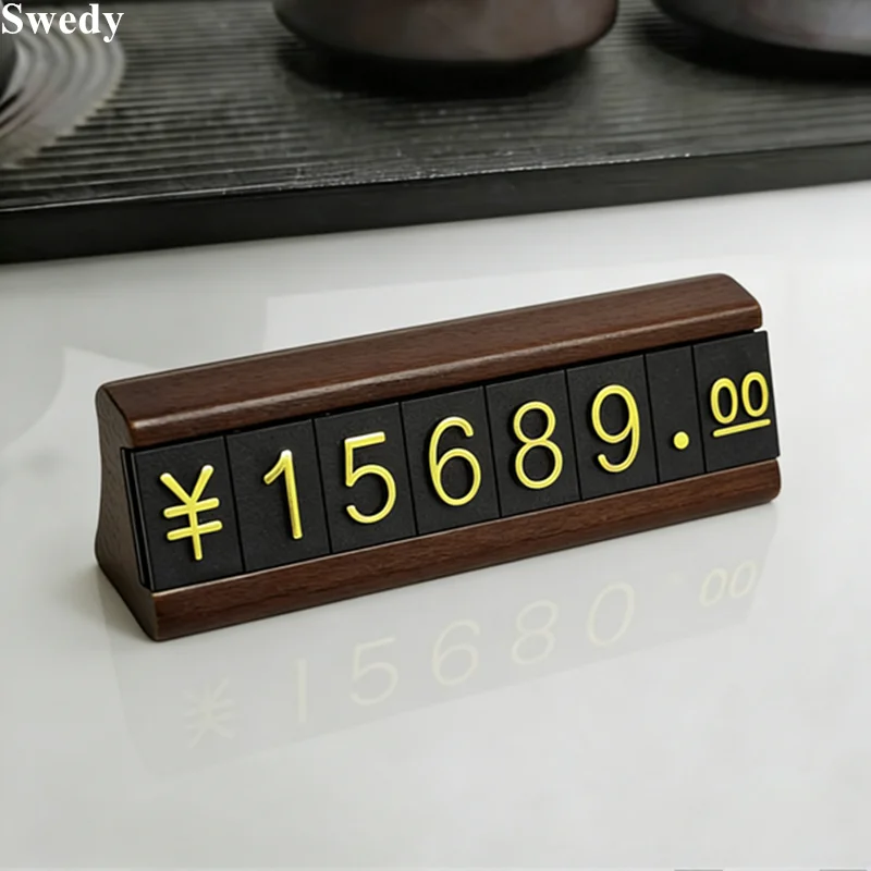 10 Pieces Wood Base Adjustable Digital Jewelry Price Cube Tags Price Labels Dollar Eur Symbol Pricing Sign Holder Display Stand