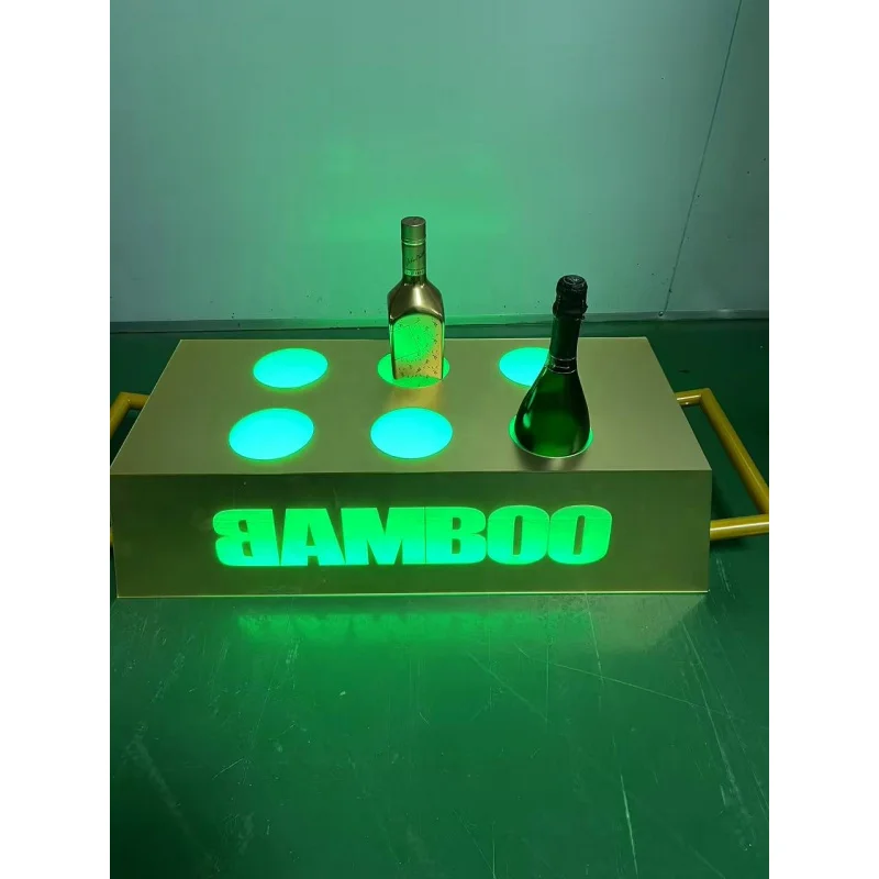 

Золотой настраиваемый держатель для бутылок с логотипом, поднос для презентации в ночном клубе/баре, светодиодный VIP-поднос, держатель для 6 бутылок шампанского, Хэллоуин