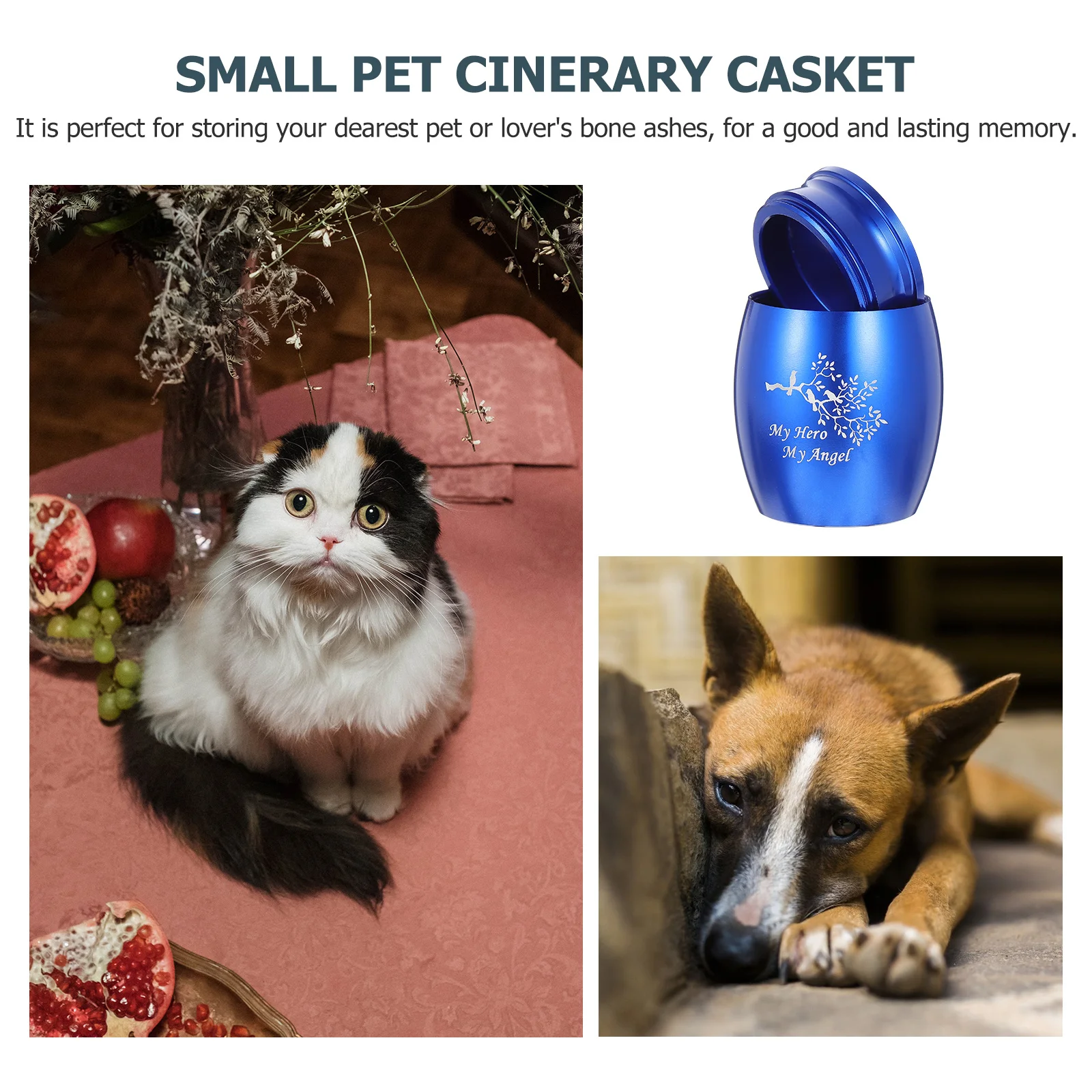 

Pet Cinerary Casket Waterproof Exquisite Ash Container Gracefully Shaped Anti-Rust No Fading Durable Decorative Pet Urn