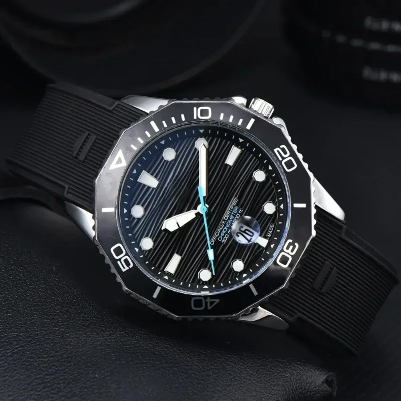 

2025 мужские роскошные спортивные часы с силиконовым ремешком 100 м водонепроницаемые кварцевые механические часы хронограф календарь светящийся