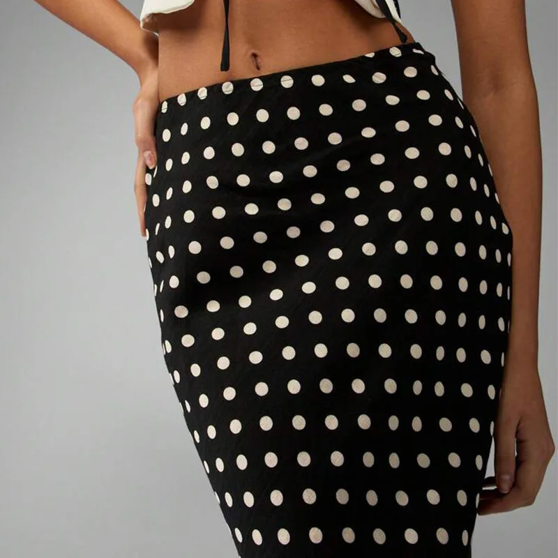 Ele Polka Dot Midi Skirt Women's Slim Fit One Step Skirt Summer 2025 Cross-Border Faion Casual Commute Vaion