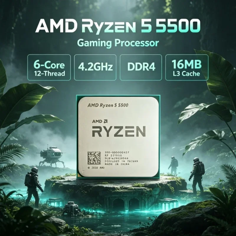 AMD Ryzen 5 R5 5500 Gaming CPU 6-Core 12-Thread 3.6GHz 4.2GHz 16MB L3 7nm 65W AM4 DDR4 Memory Desktop Processor for Office