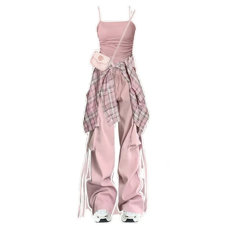 Dopne Plaid irt Mujer Casual Faion Design Sensation Tank Top Slim Ropa de trabajo Pantalones Verano 2024 Fibra de poliéster Long Sl...