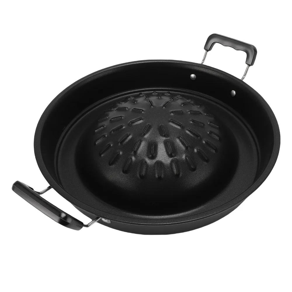 Durable Iron Thai BBQ Grill Pan Round Black Round Thai Style BBQ Side Handles Raised Center Dome Hot Pot Grill Pan Camping
