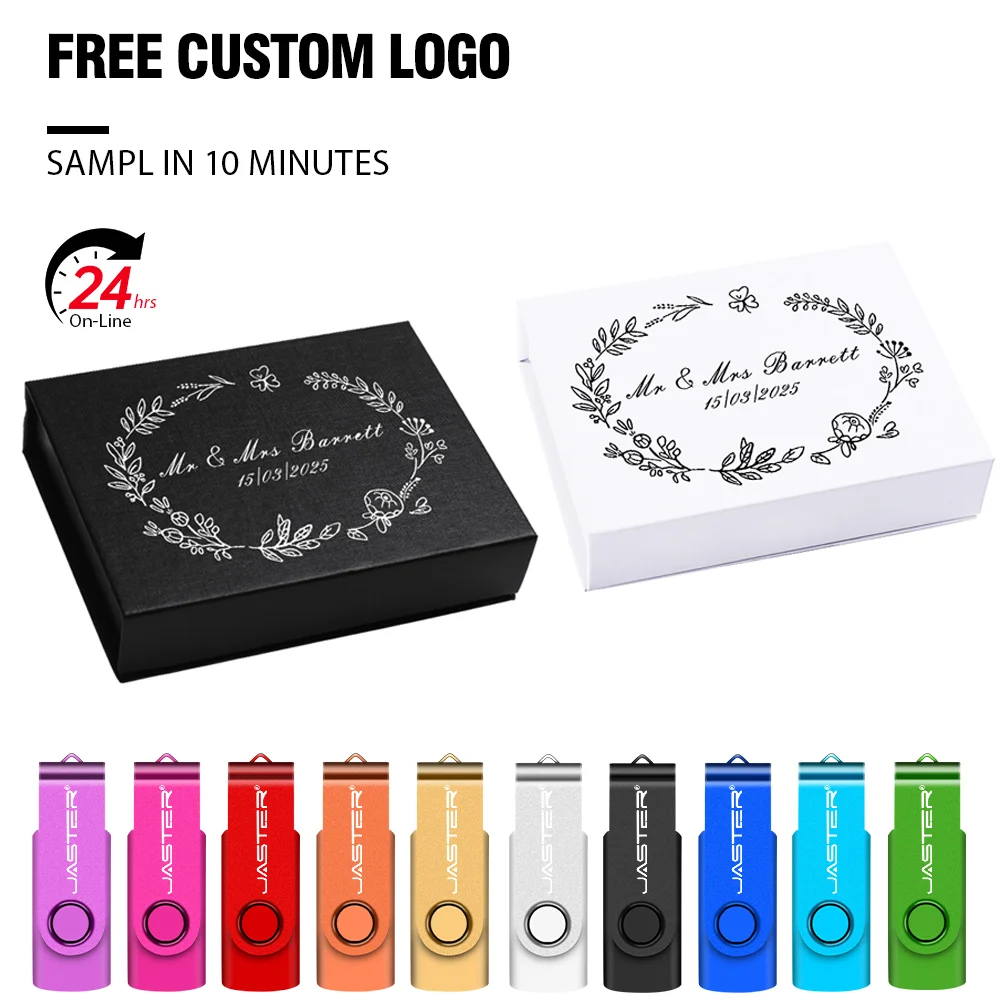 

Free Custom Logo Pen Drive 128GB 64GB Black Paper Box USB 3.0 Flash Drive 32GB Wedding Gift Memory Stick 16GB Metal USB Stick 8G