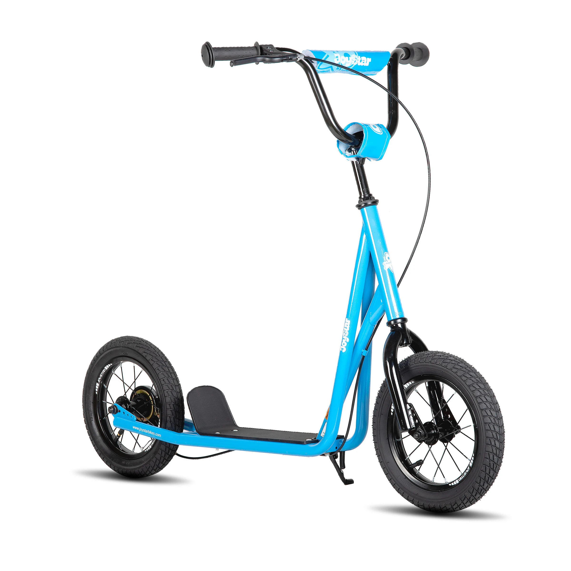 JOYSTAR Kick Scooter para crianças de 5 a 9 anos com roda dianteira e traseira de 12 polegadas, freio V traseiro e guiador ajustável, azul