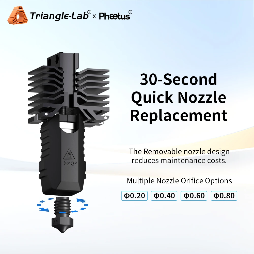 Trianglelab Conch Hotend ®   Idealne dopasowanie do powłoki wykończeniowej QIDI Plus4 ™   Dysza 0.2 0.4 0.6 0.8mm 30mm³/s Szybka do QIDI Plus 4 — zdjęcie produktu 4