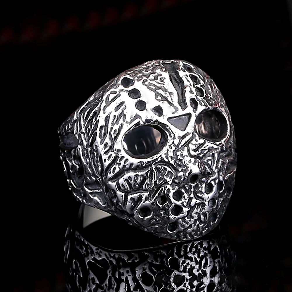 Anillo Punk Black Friday Killer Jason para máscara para hombre, anillos Retro de acero inoxidable con máscara de Jason, joyería de motorista, regalo creativo al por mayor