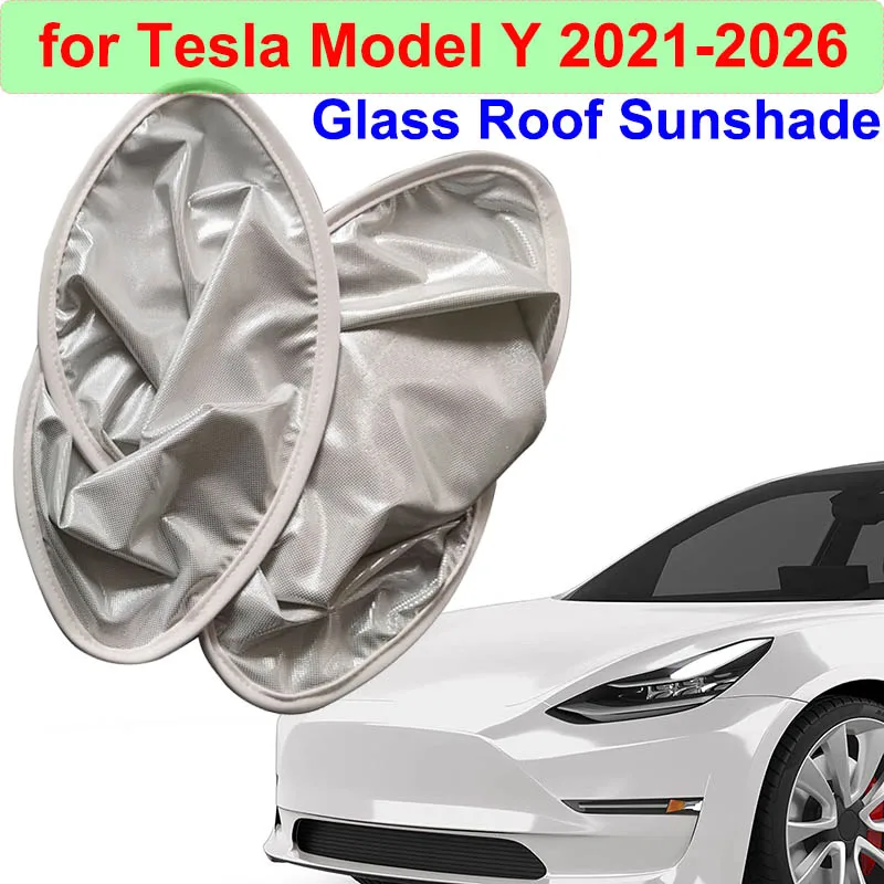 

Car Sunroof Sunshade for Tesla Model Y Juniper 2026 2025 Glass Roof Sun Shade Skylight Blind Shading Net Anti-UV Protector Cover