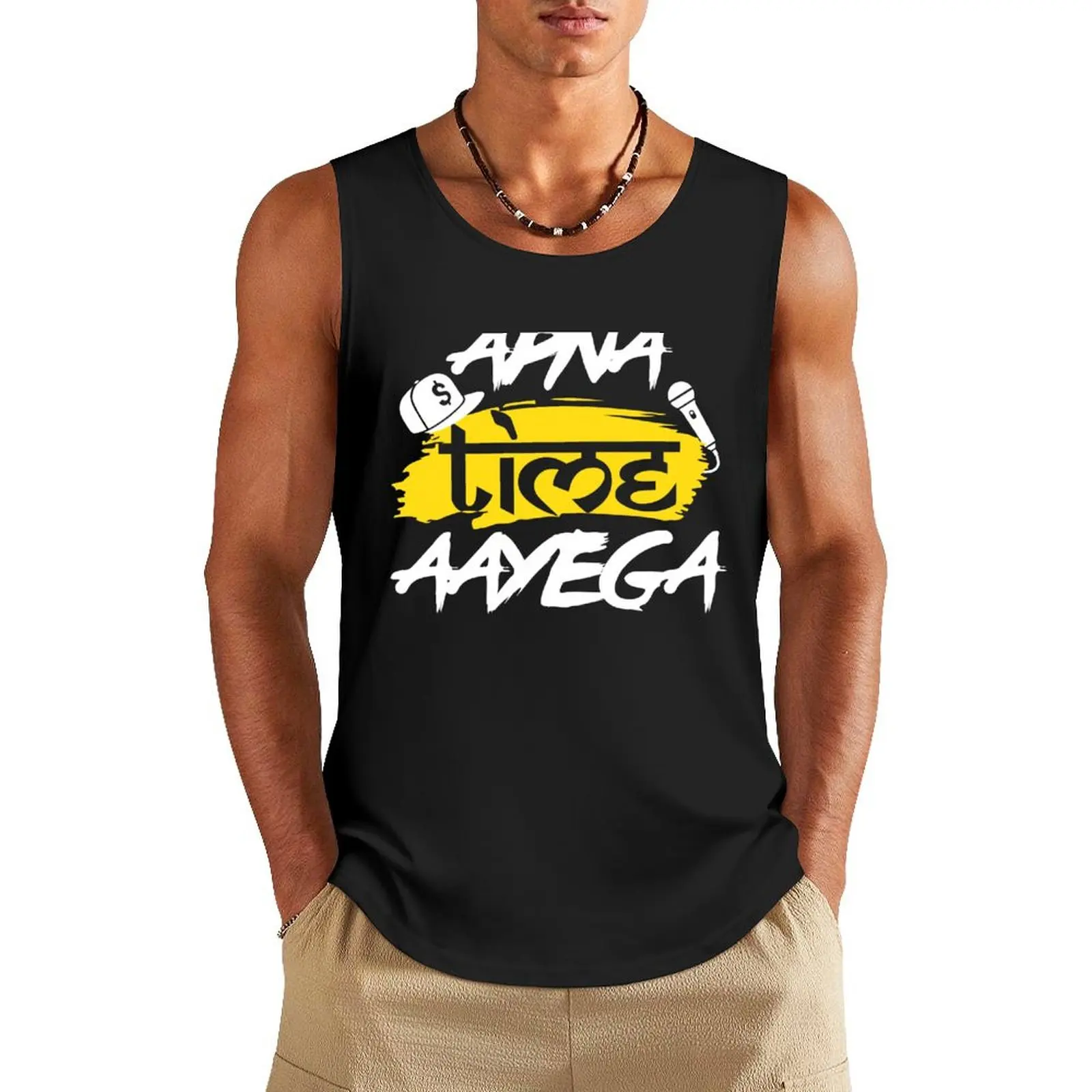 

Apna Time Aayega Bollywood Hindi Quote Tank Top anime top Gym T-shirts for men