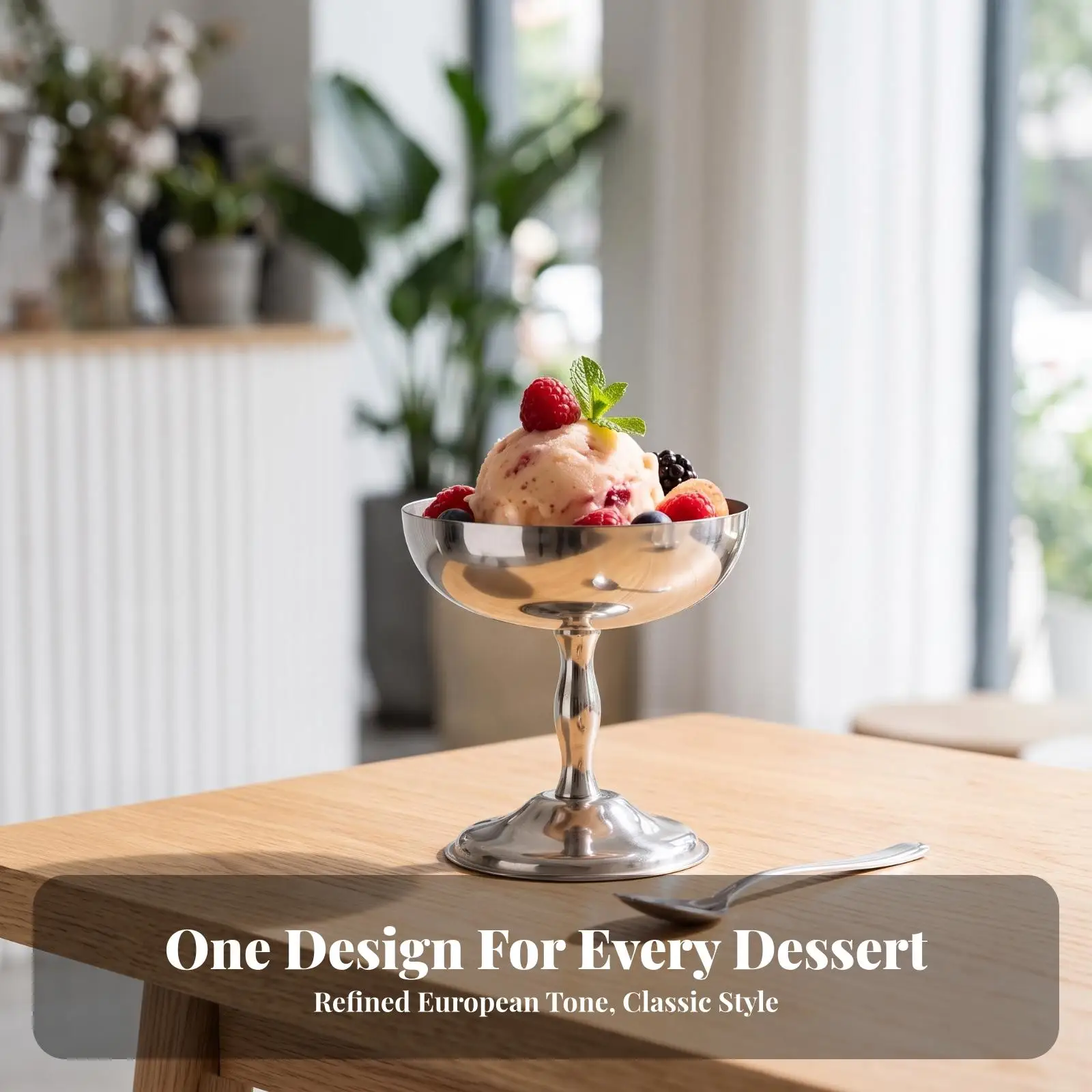 Sweet Table Tray Dessert Bowl Metal Stemmed Cup for Sorbet Cream Mousse Serving