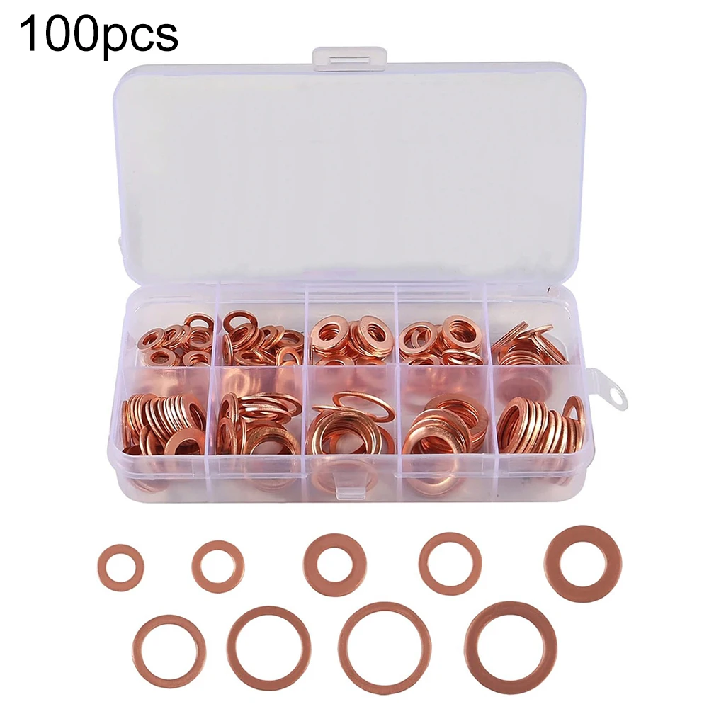 Flat Ring Seal Gasket Set Fastener Seal Assortment 50 Pcs Packing List Gasket Set Electrical Conductivity Wear Resistant