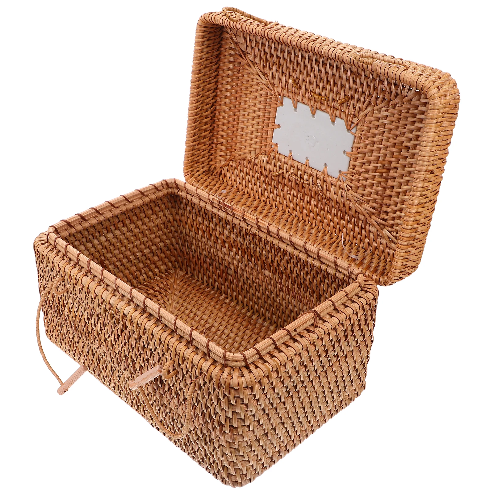 

Outdoor Storage Box Handwoven Rattan Picnic Basket With Lid For Camping Kitchen Snack Fruit Organization Woven Container