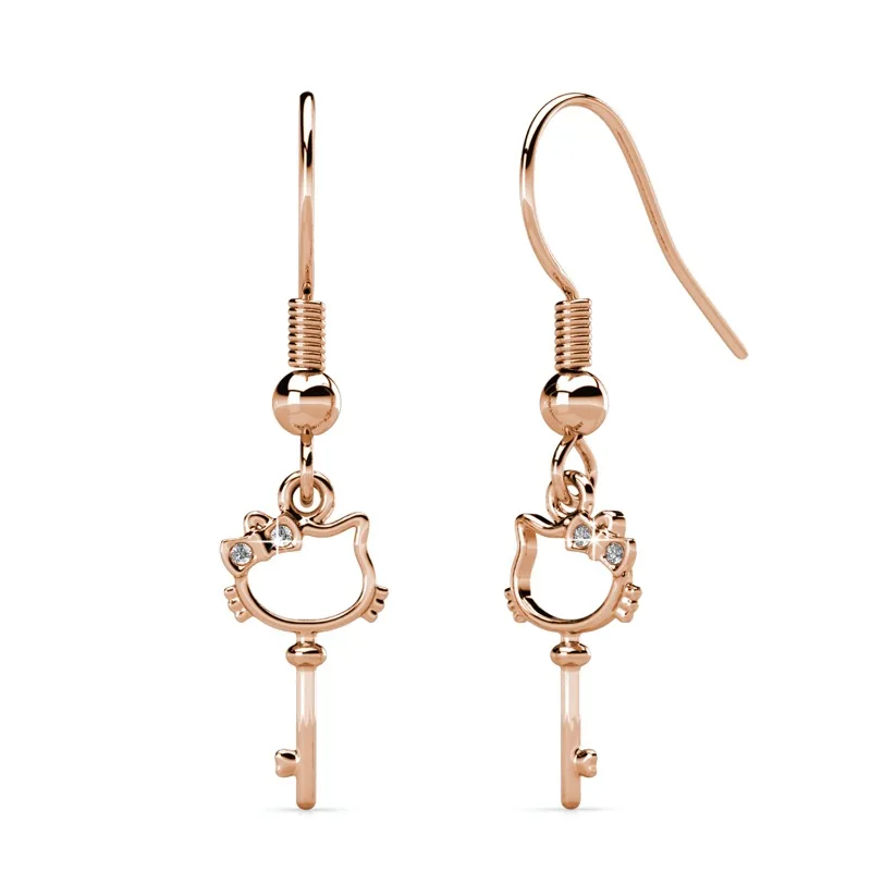 Daisini серьги-капли из стерлингового серебра 925 пробы с милым котом и кристаллами Swarovski, покрытые розовым золотом, ювелирные изделия для женщин, новая мода