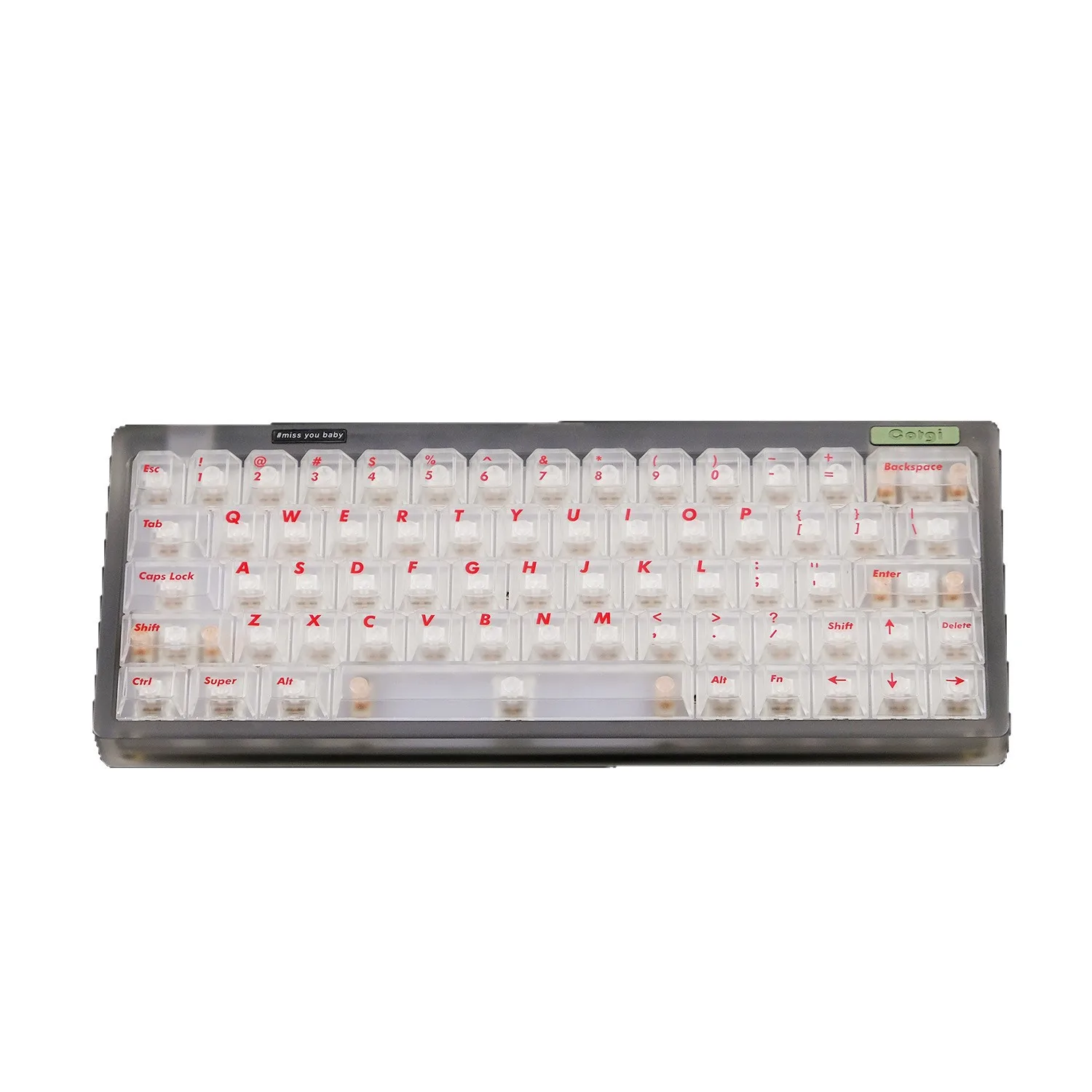 White and red mist transparent original height keycap small full set suitable for 60 68 64 72 75 84 87 and other column keys